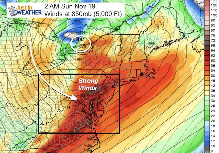 Saturday night high winds