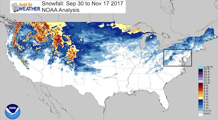 us snow cover map