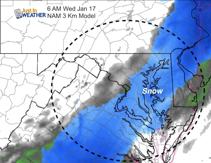 January 17 snow radar 6 AM Just In Weather