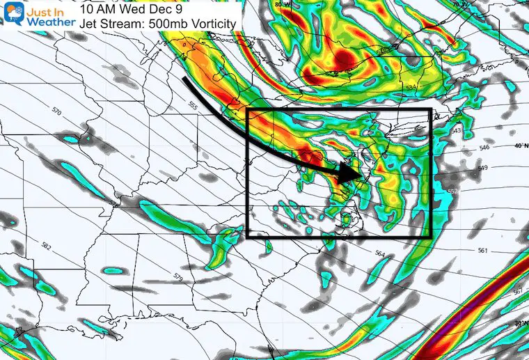 December 7 weather clipper jet stream Wednesday ECMWF