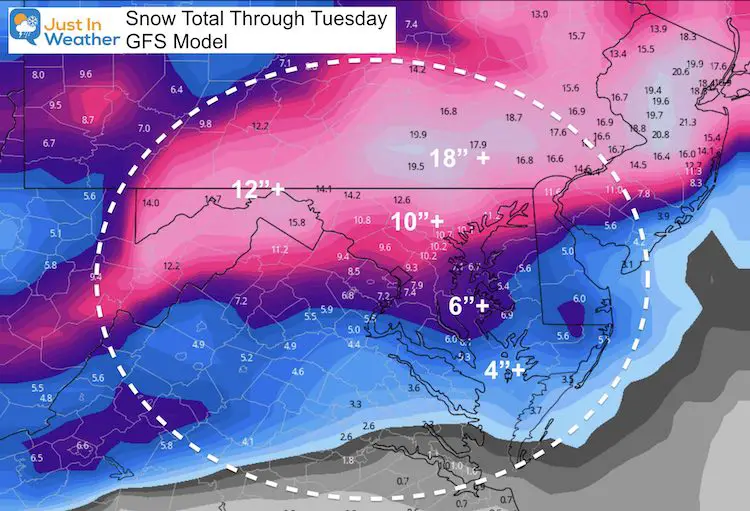 January 31 snow total forecast GFS
