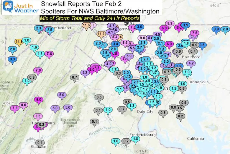 Snow Storm Ending Feb 2 Report NWS Baltimore Washington