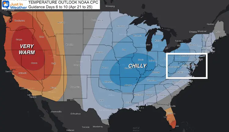 April 16 weather NOAA temperature outlook Day 6