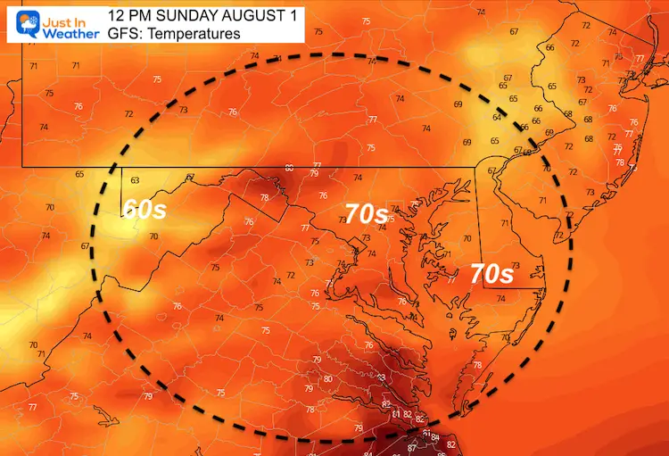 August_1_weather_temperatues_Sunday_GFS