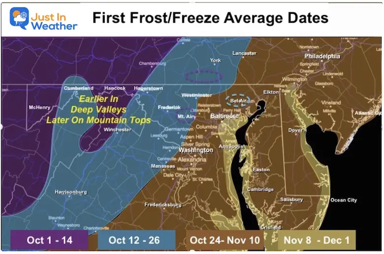 Average Frost And Freeze Dates in Maryland Just In Weather