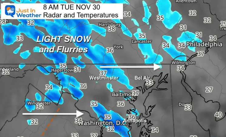 Light Snow On Radar At 8 AM