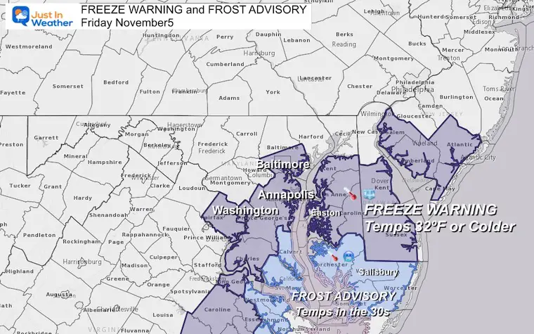 What's the difference between a frost advisory, freeze warning