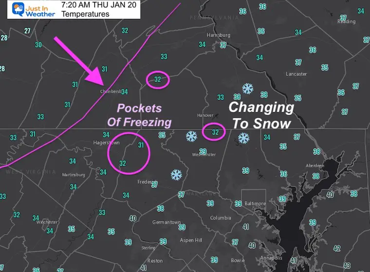 7:20 AM Thursday Temperature Update