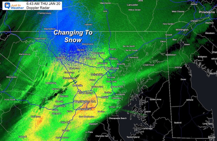 6:43 AM Snow Change Over Showing Up