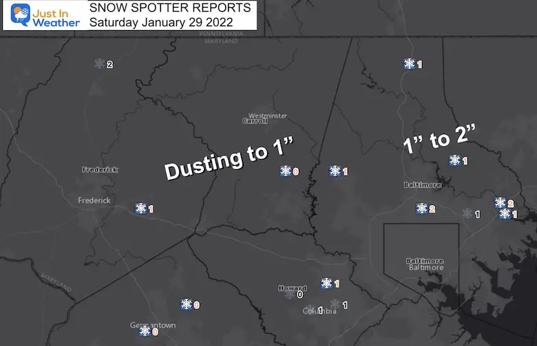 january 29 blizzard snow totals maryland north