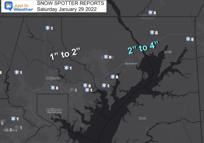 january 29 blizzard snow totals maryland northeast