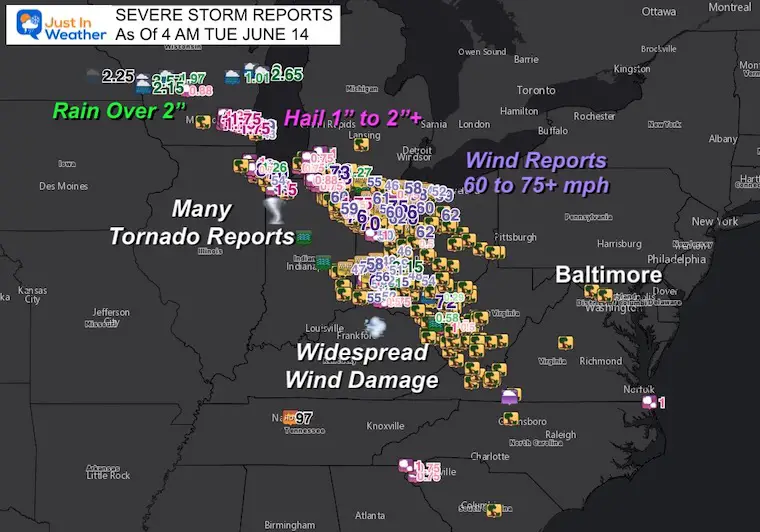 Severe Storm Reports Suggest Derecho