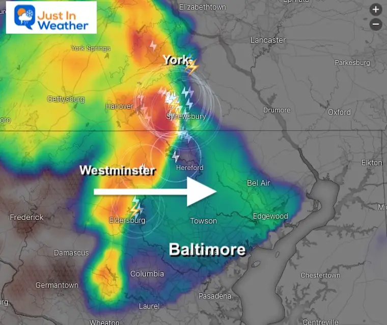 Live Radar And Lightning (Tuesday Storms) - Just In Weather