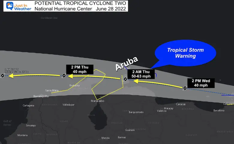 Rare Southern Tropical Storm To Track: Warning For Aruba - Just In Weather