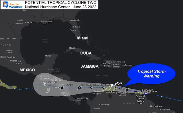 Rare Southern Tropical Storm To Track: Warning For Aruba - Just In Weather