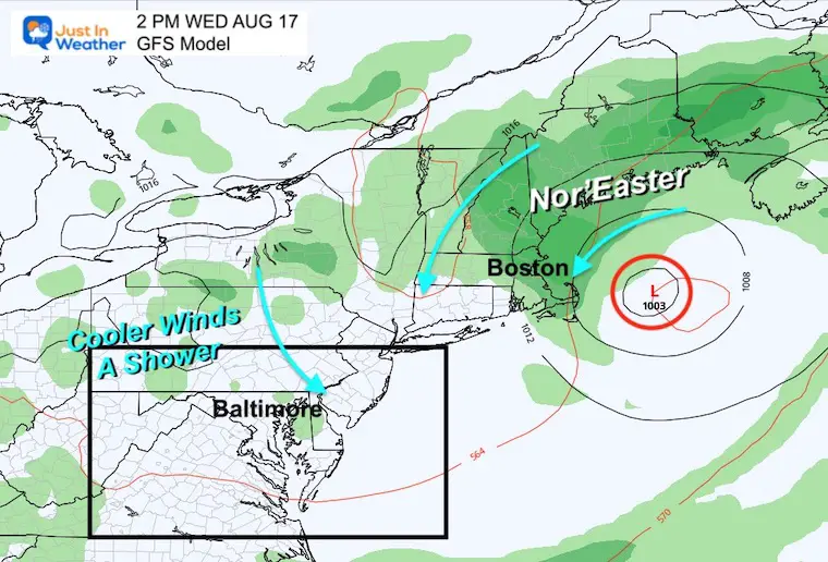 Nor'easter rain New England Wednesday afternoon