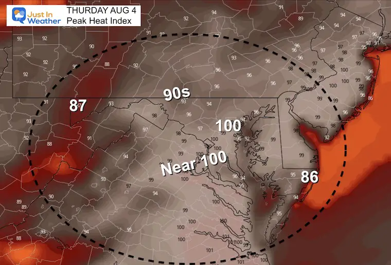 August 3 Weather Thursday Heat Index 