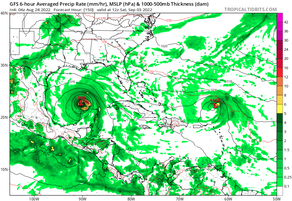 August 28 Tropical Atlantic forecast GFS Model 