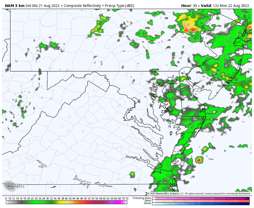 august 21 weather rain radar Monday
