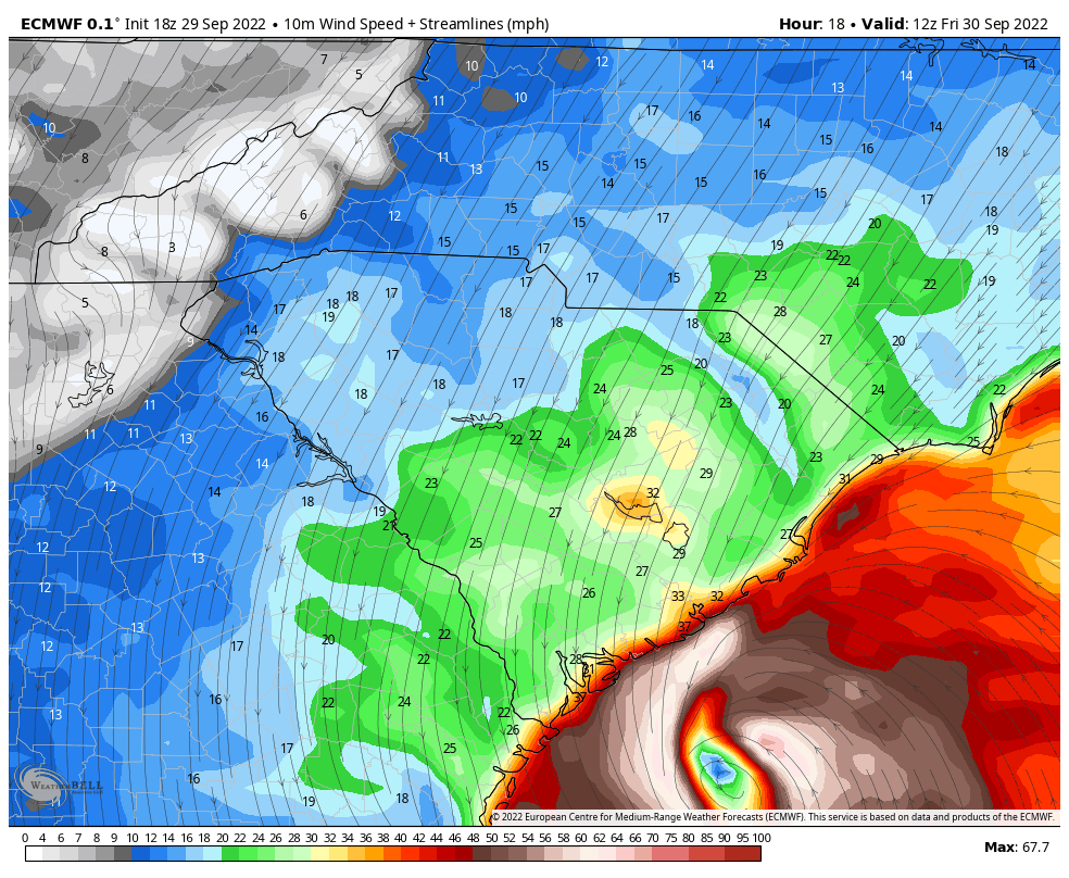 Hurricane Ian Landfall Wind Simulation Friday