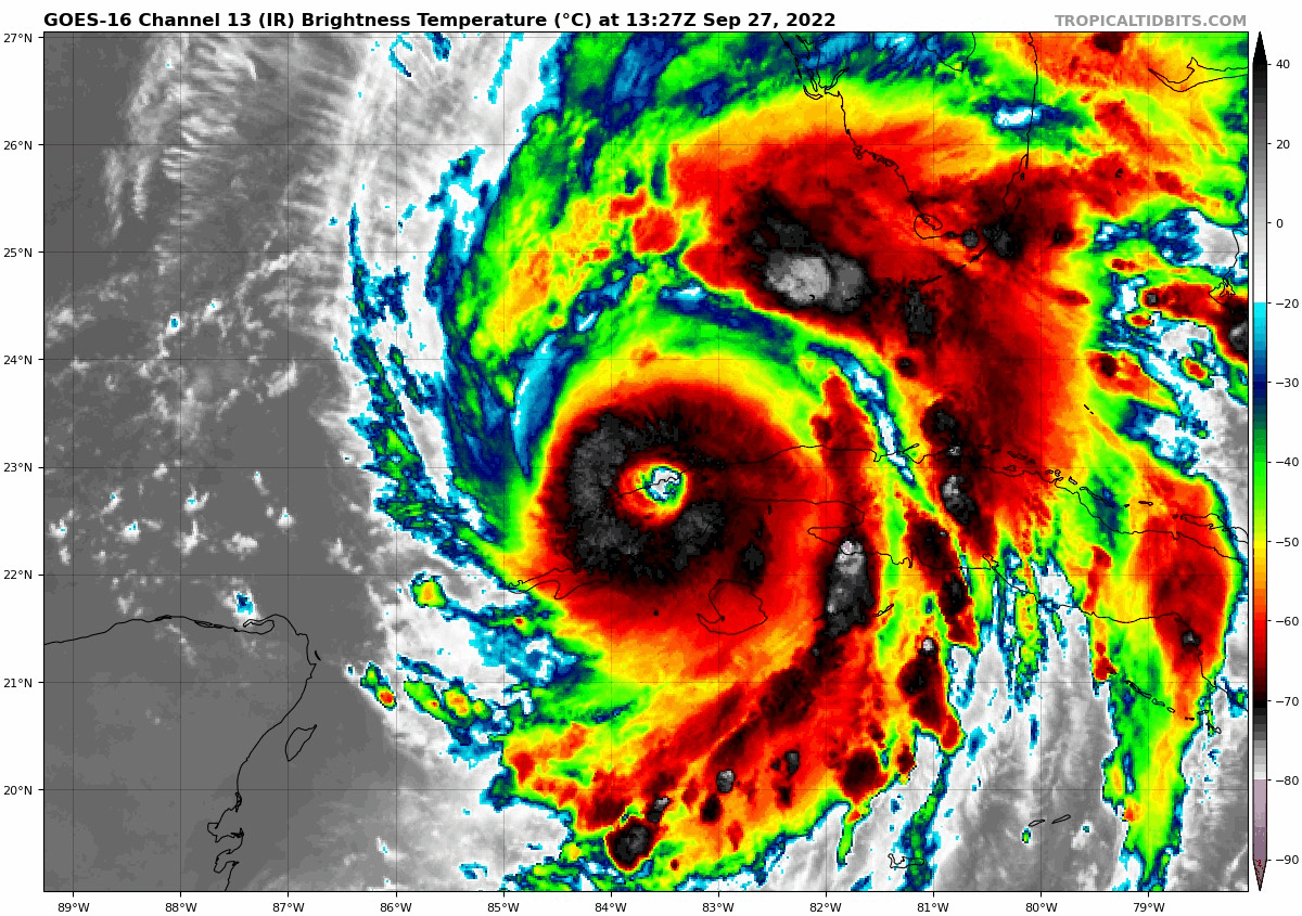 Hurricane Ian infrared satellite Tuesday 11 AM