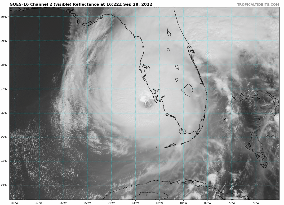 Hurricane Ian landfall visible satellite September 28