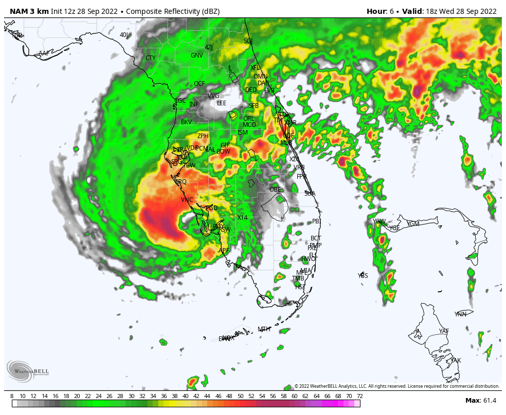 September 28 hurricane Ian simulation radar Florida