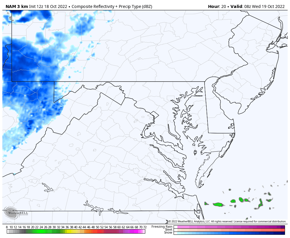 October 19 weather snow radar Maryland