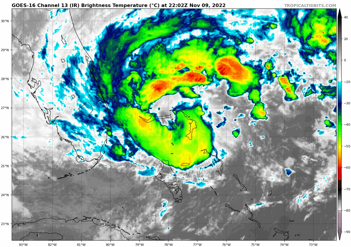 Hurricane Nicole satellite loop Wednesday evening