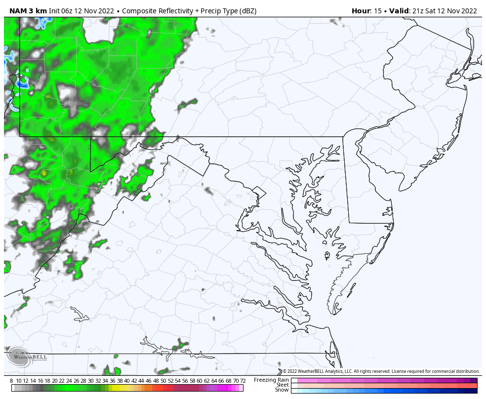 November 12 radar simulation rain tonight 