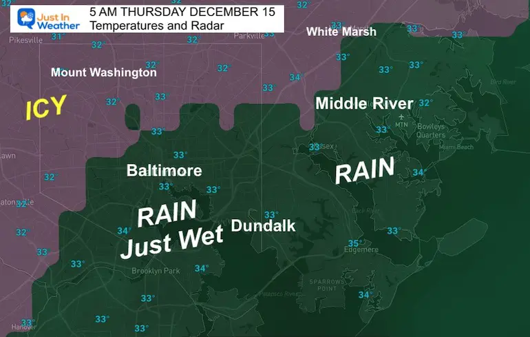 December 15 temperatures and ice radar 5 am Baltimore City