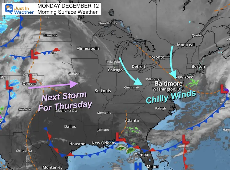 December 12 weather Monday morning