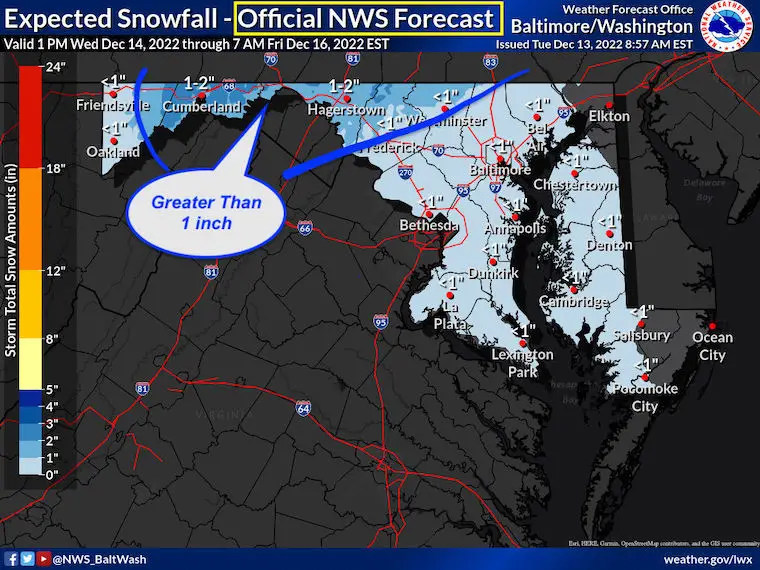 December 13 National Weather Service office snow forecast 