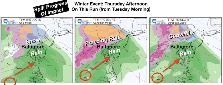 December 13 ice storm models Thursday afternoon