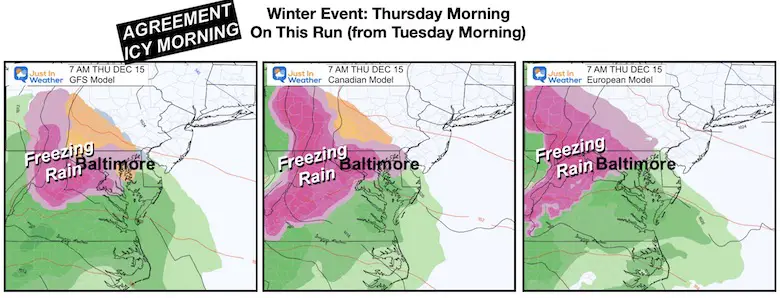 December 13 ice storm models Thursday morning