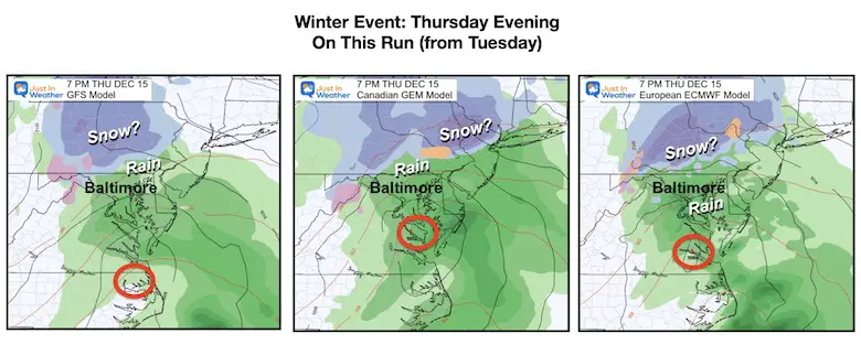 December 13 ice storm models Thursday evening