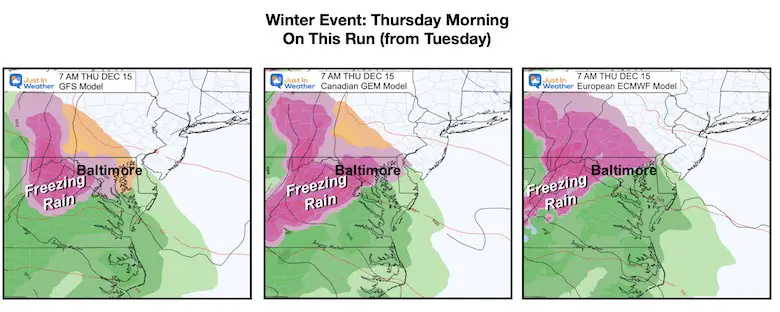 December 13 ice storm models Thursday morning