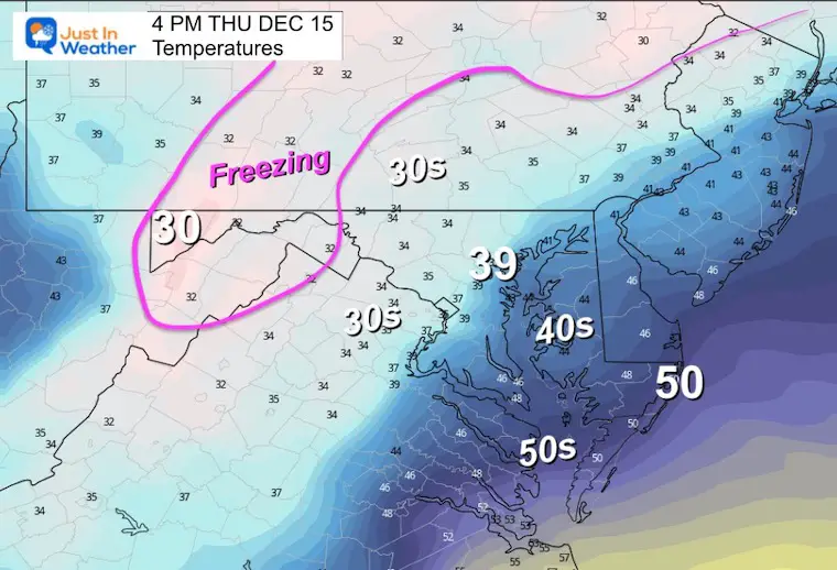 December 14 temperatures Thursday afternoon