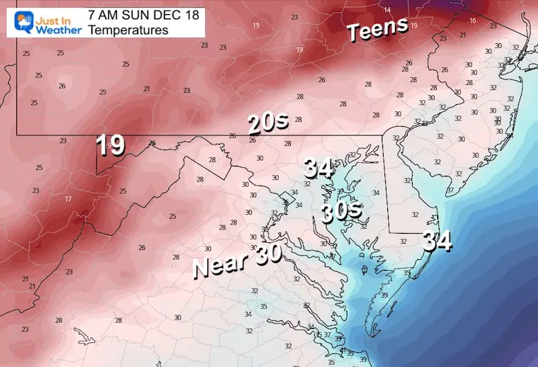 December 17 weather temperatures Sunday morning