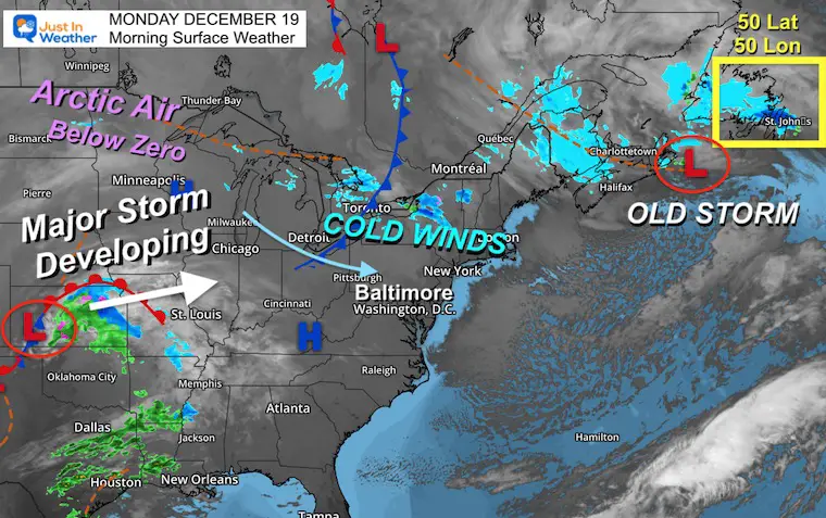 December 19 weather Monday morning storm formation
