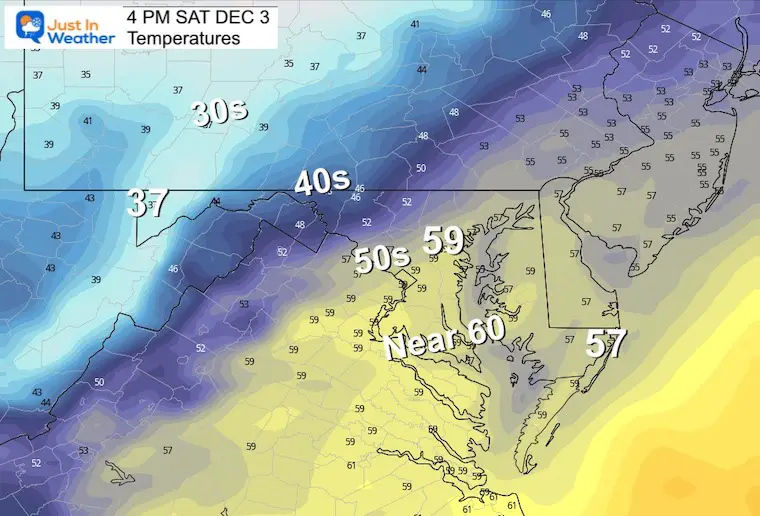 Saturday afternoon temperatures 