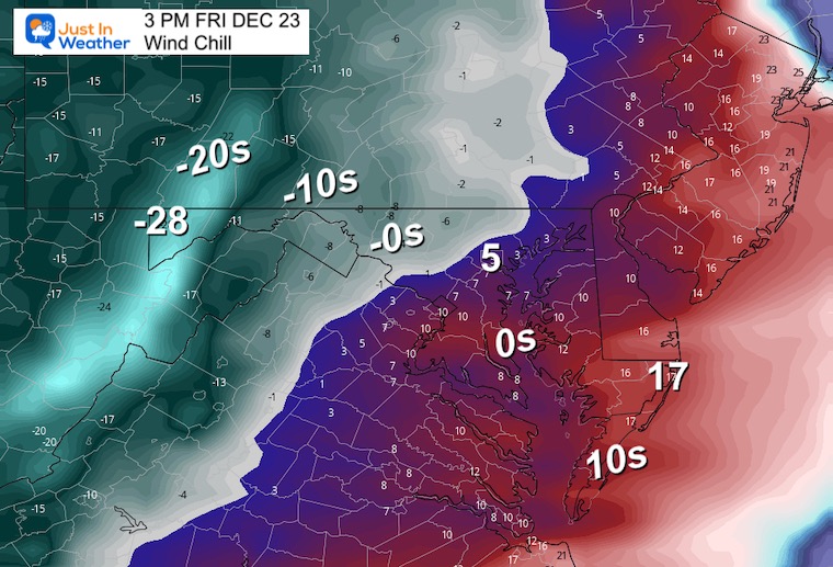 December 21 weather wind chill Friday afternoon