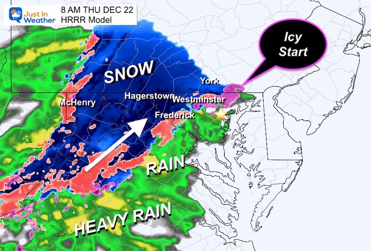 December 22 snow ice radar Thursday 8 AM
