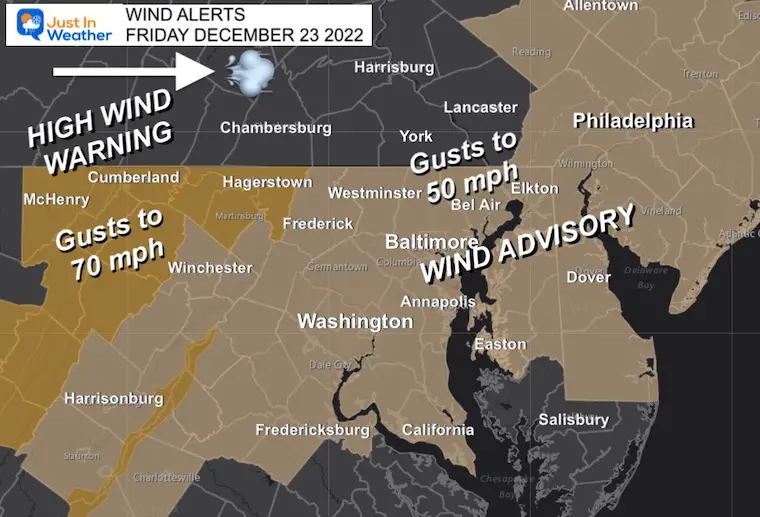 December 23 Wind Advisory and High Wind Warning