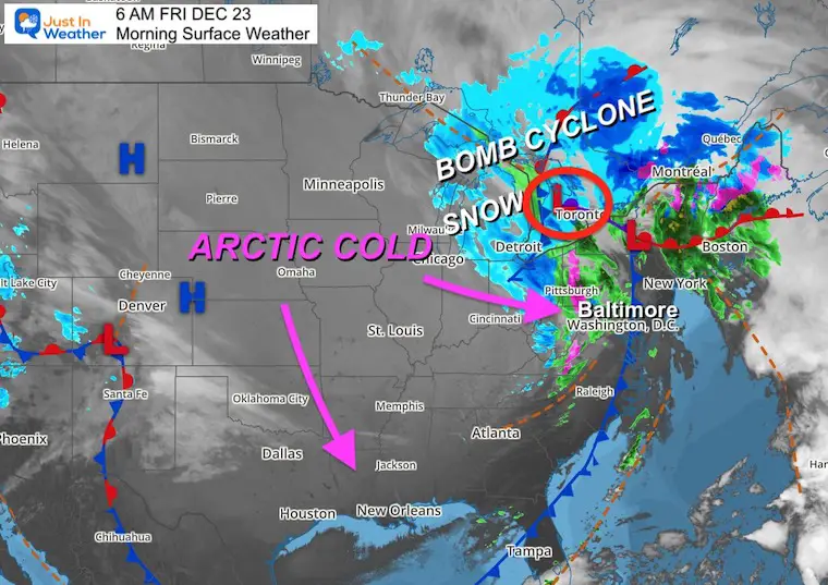 December 23 weather bomb cyclone Friday 6 AM