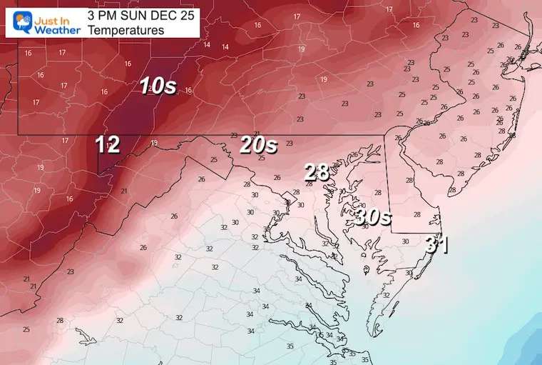 Christmas Temperatures afternoon