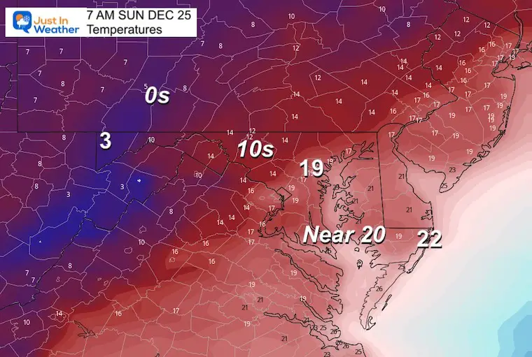 Christmas Temperatures morning 