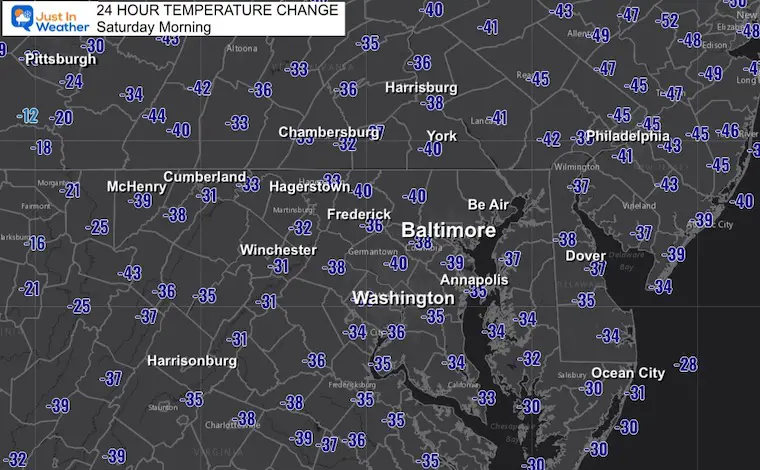 December 24 weather temperature change Christmas Eve morning