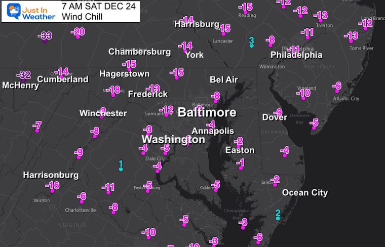 December 24 weather wind chill Christmas Eve morning