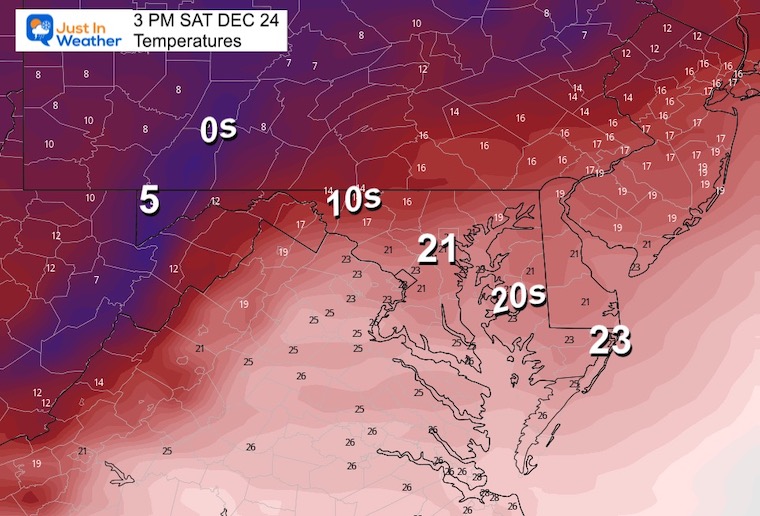 December 24 weather temperatures Christmas Eve afternoon